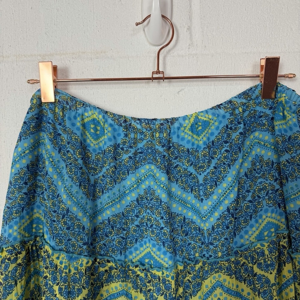 VTG Draper's & Damon's Skirt BoHo Maxi Skirt SZ LP Blue Gauzy Tiers Sheer Gypsy - Picture 2 of 11